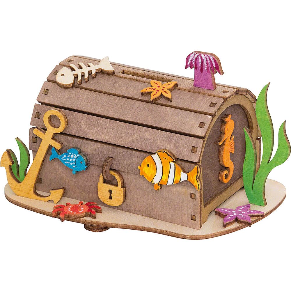 Drechslerei Kuhnert Juego de manualidades con hucha, cofre del tesoro