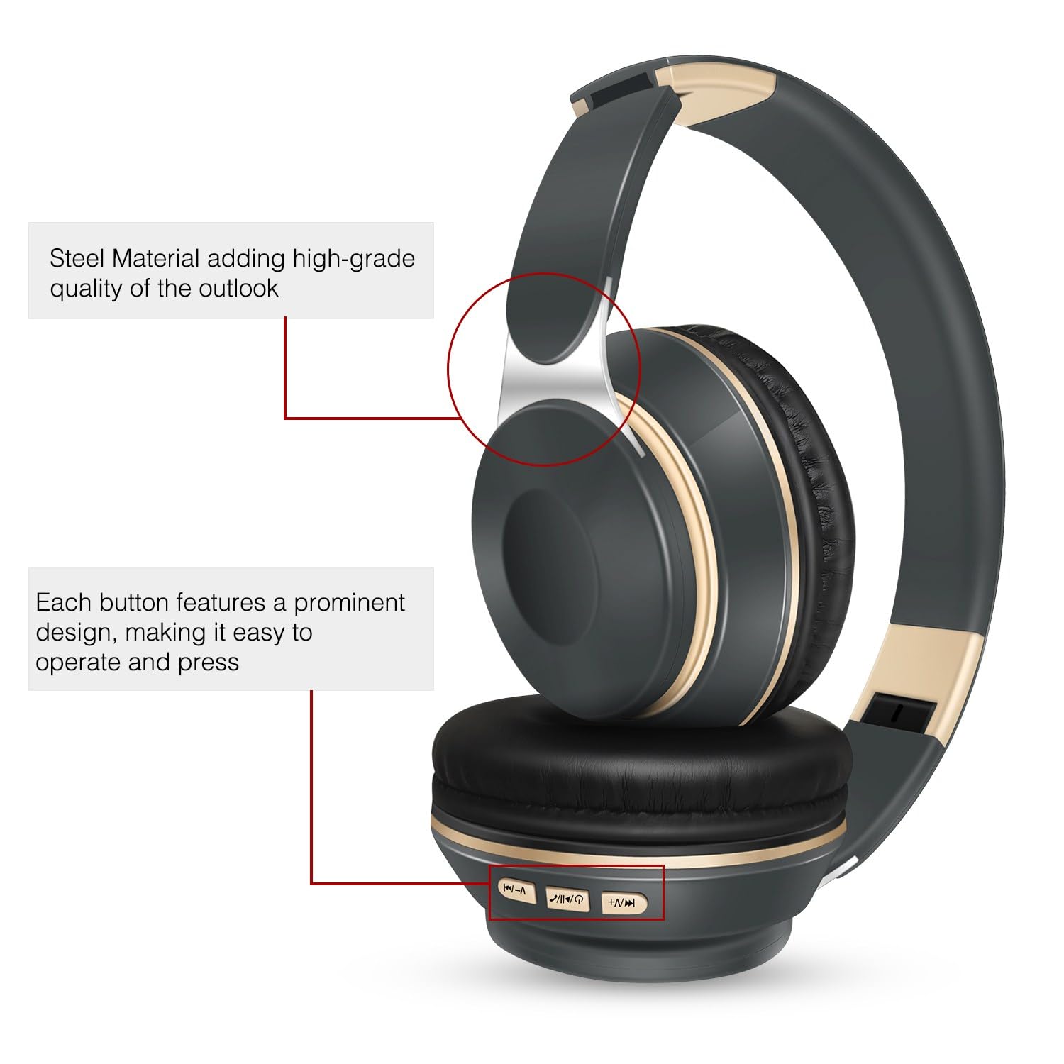 RAT TAIL Auriculares Bluetooth, cómodos auriculares inalámbricos estéreo con micrófono, orejeras suaves/plegables/radio SD/TF/FM, tiempo de reproducción de 20 horas, ideal para