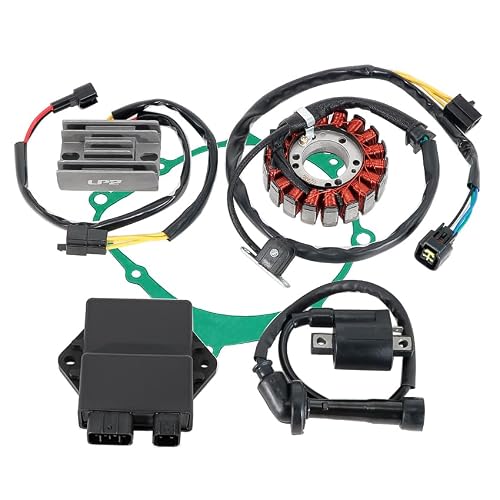 Stator Coil Rectifier Gasket Ignition Coil CDI Unit Set for Suzuki DRZ400 2000-2004, DRZ400 DR-Z400E 2000-2007/2009, DRZ400S 2000-2019, DRZ400S SM 2020-2024 OEM:32900-29F00 33410-09F00 32101-29F10