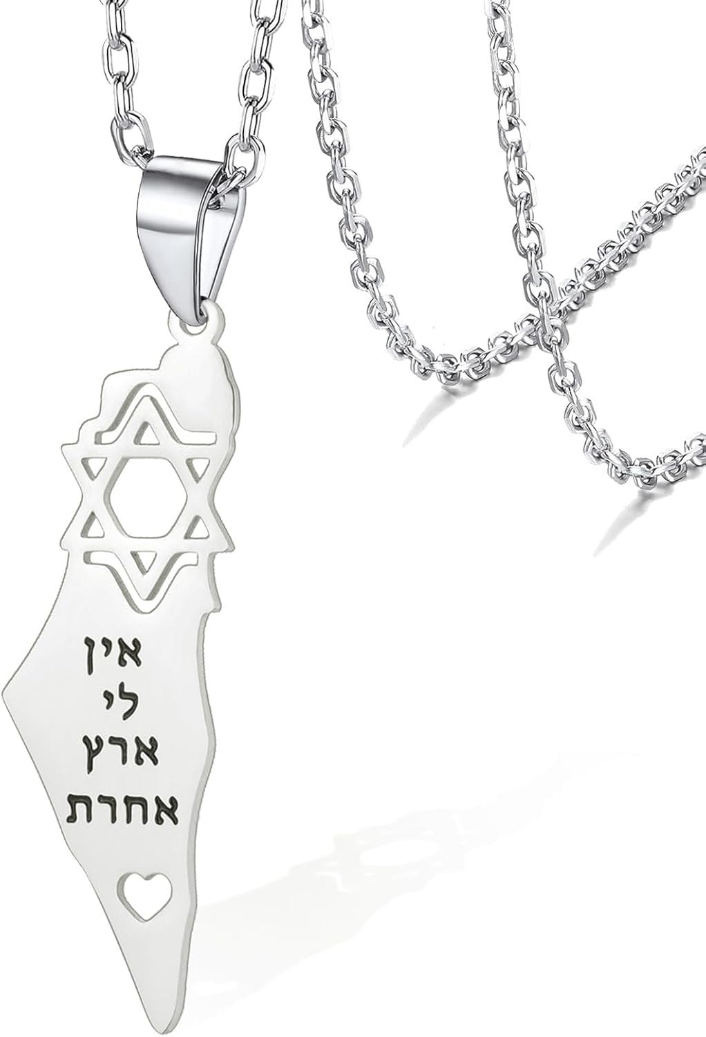 WOMGKDA Jewish Star Necklace Israel Palestine Map Hexagram Charm Stainless Steel Pendant for Women Men Magen David Symbol Peace Gift, silver palestine map necklace