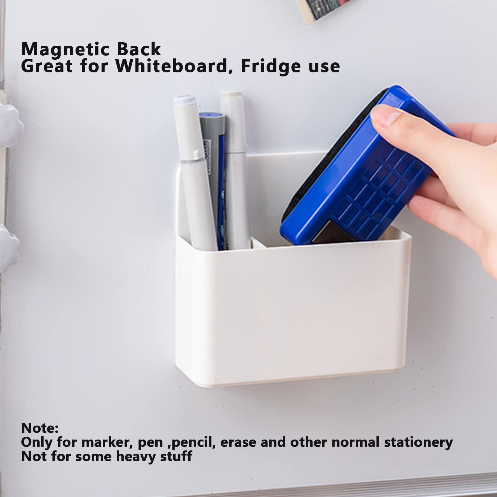 Magnetischer Marker-Halter, Wandhalterung, Marker-Halter, magnetischer Stifthalter für trocken abwischbares Whiteboard, Kühlschrank, weiß, selbstklebender Marker-Halter, Schule, 2 Stück