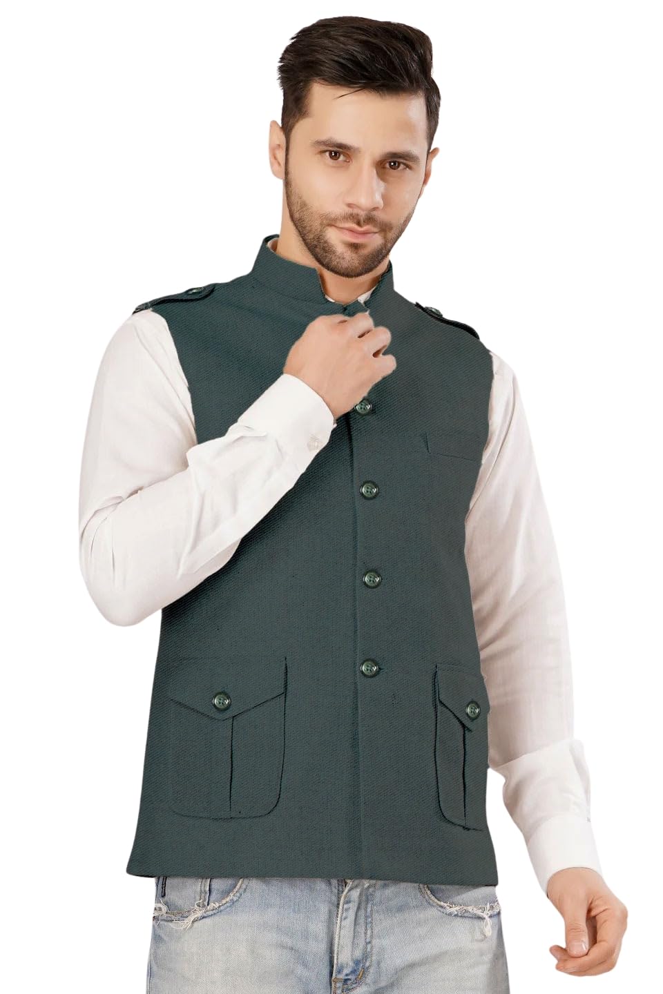 Mens Tweed Wool Modi Nehru Jacket-image-49