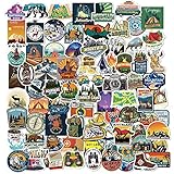 Waterproof Vinyl Outdoor Stickers for Water Bottle 80pcs, Adventure Hiking Canmping Stickers for Adults Teens, Wilderness Nature Decals for Laptop, Outdoor Gifts (Outdoor Stickers)