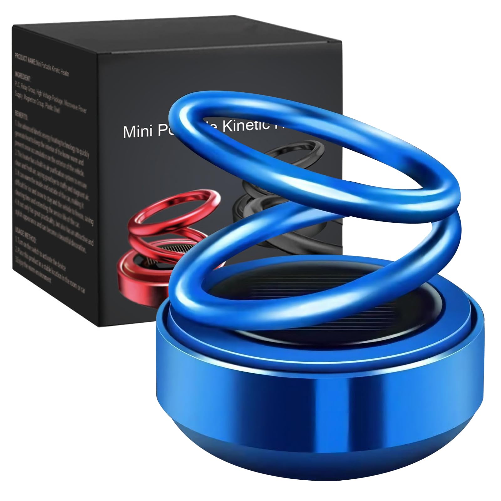 2025 New Portable Kinetic Molecular Heater, Solar Rotating Double Ring Heater, Car Air Freshener Kinetic Diffuser, Dynamic Molecular Heater, Portable Kinetic Aromatherapy for Car, Home (Blue)