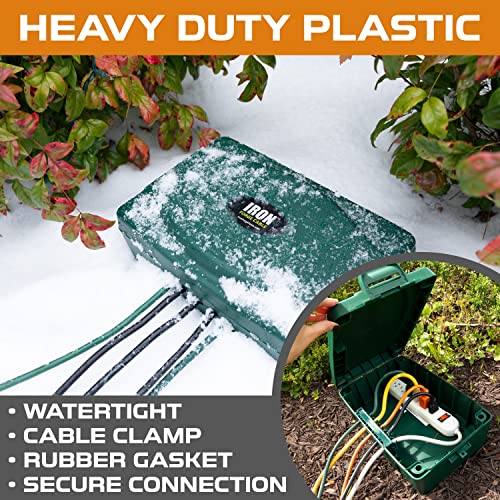 Iron Forge Weatherproof Water Resistant Extension Cord Connection Box, Outdoor Electrical Box, Outdoor Outlet Cover, Outlet Cord Cover Waterproof Landscape And Holiday Lightings - Green #TOP2