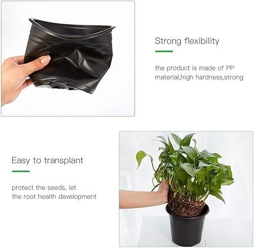 Miniatura 5 de JERIA Paquete de 100 macetas de 0.5 galones, macetas de plástico para plántulas de flores, contenedor de plantas de flores, maceta de inicio