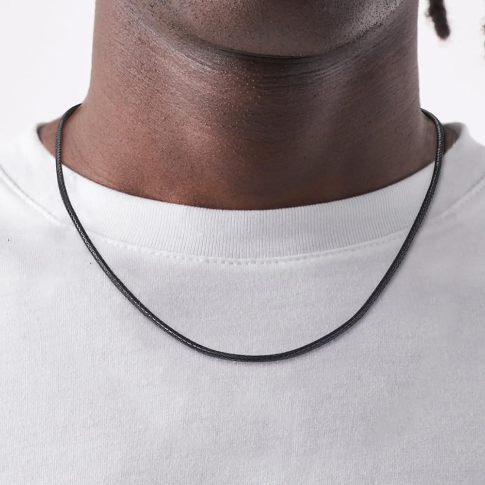 ChainsHouse 3MM 22" Leather Necklace 5mm Bracelet 7.9inch