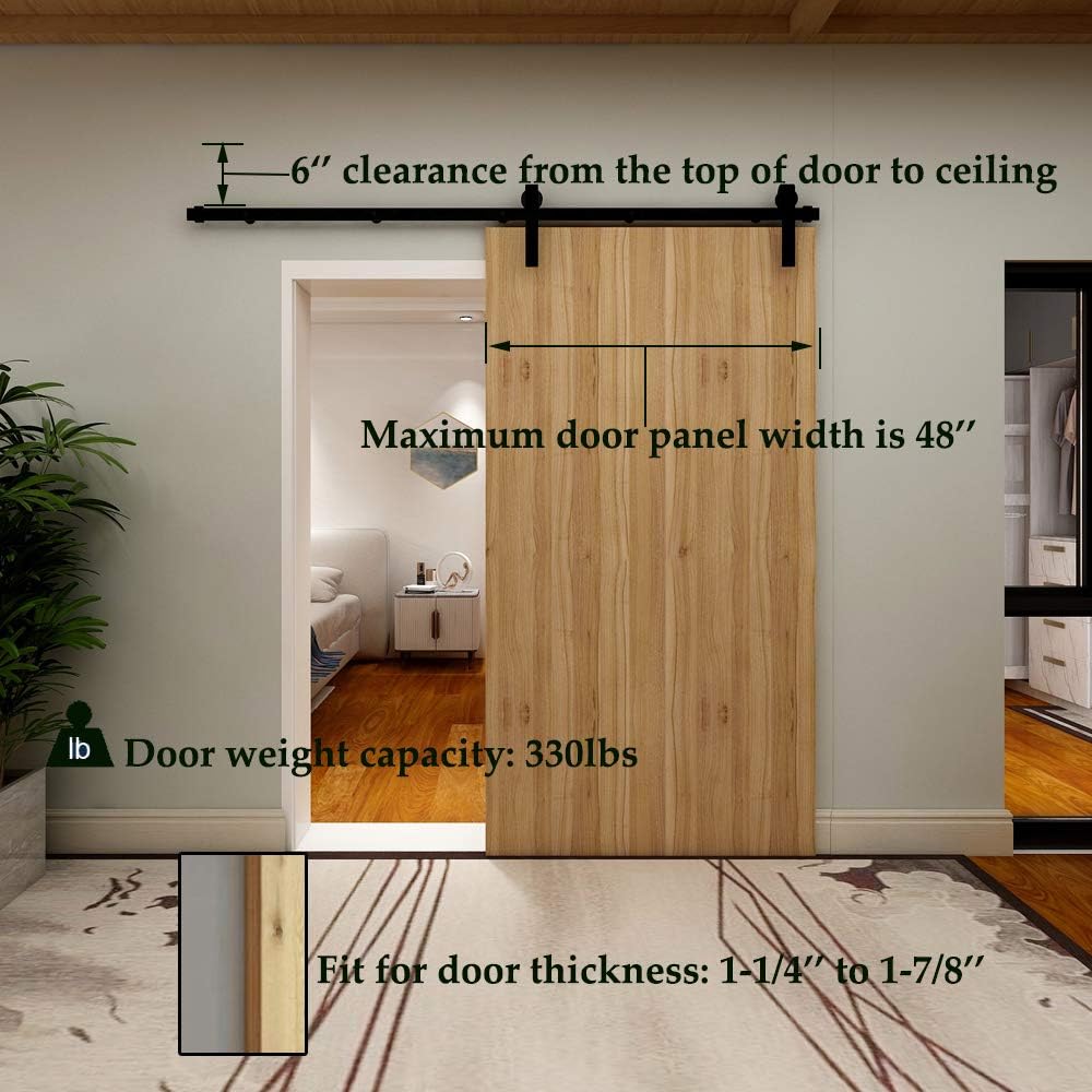 Bеѕt Cуbеr Mоndау 🔥 TSMST 8FT Sliding Barn Door Hardware Track Kit with Spring Damping Door Stopper, Smoothly and Quietly, Widest to 48 Wide Door (1.18 to 1.97 Thickness)