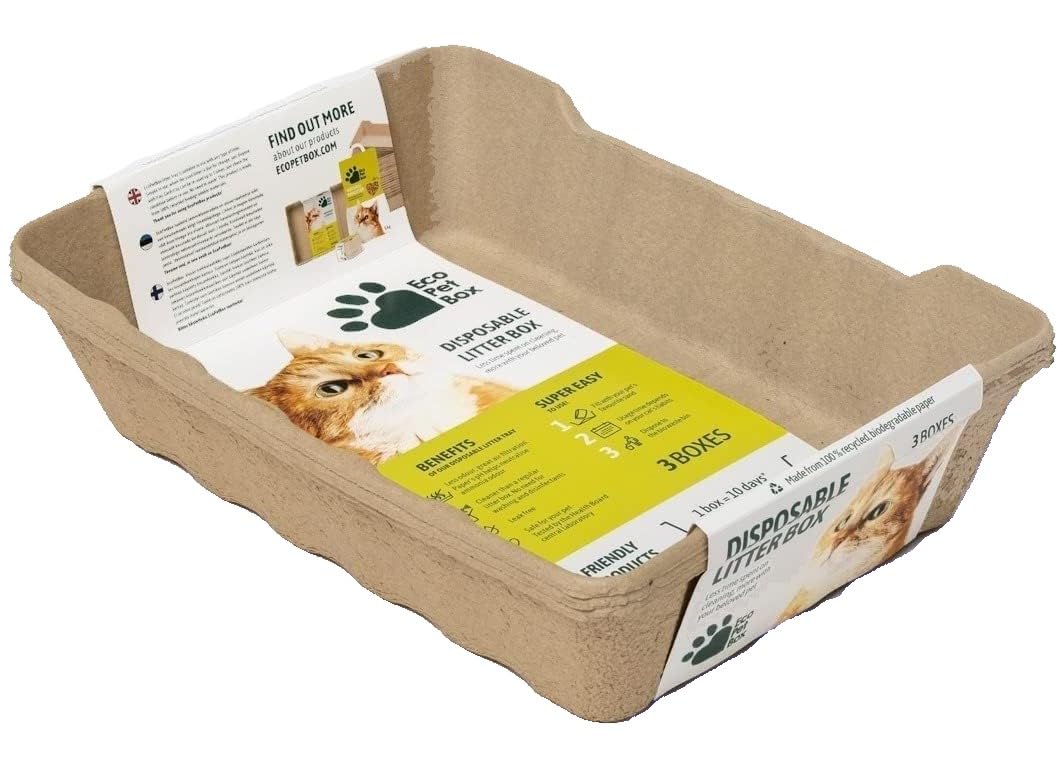 EcoPetBox Disposable Cat Litter Tray - Cardboard Liner Tray for Cats Made of 100% Paper - Eco Friendly - Liquid Proof - Lightweight (3 Pack) โ image 1