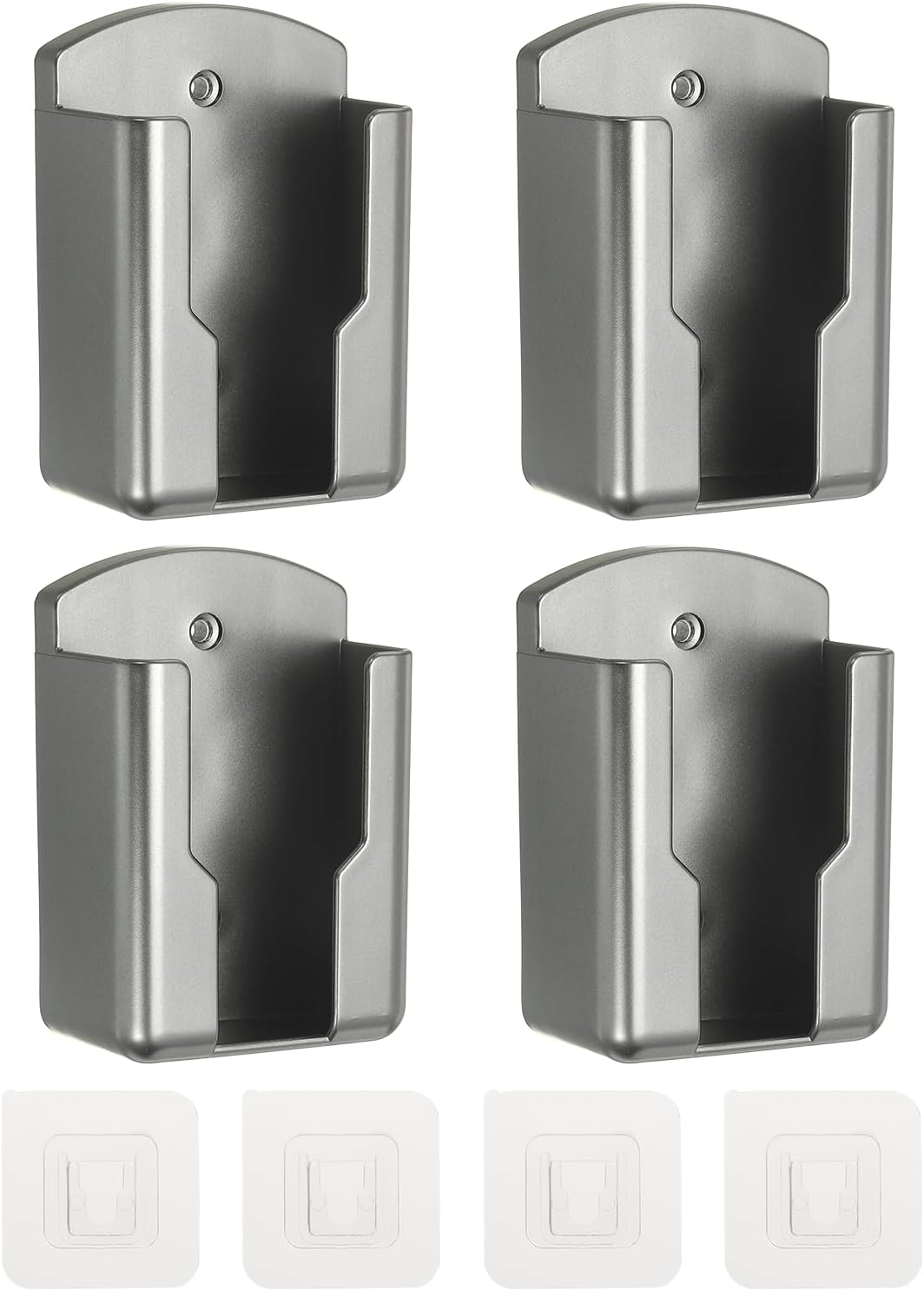 4Pcs Remote Control Holder Wall Mount, (2.7" x 1.63" x 3.94")-Universal TV AC Remote Controller Organizer Box Air Conditioner Media Player Rack Holder for Home/Office/School, Gray