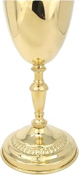 Needzo High Polished Solid Brass Chalice, Catholic Church Supplies for, Communion, Sacred Ceremonies, and Celebrations, 4 by 7.5 Inches