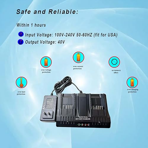 Miniatura 4 de WA3747 Dual Fast Charger Replace Worx WA3747 40V Portable Charger Compatible with Worx 40V Battery WA3580 WG180 WG280 WG380 WG580 Lithium Battery…