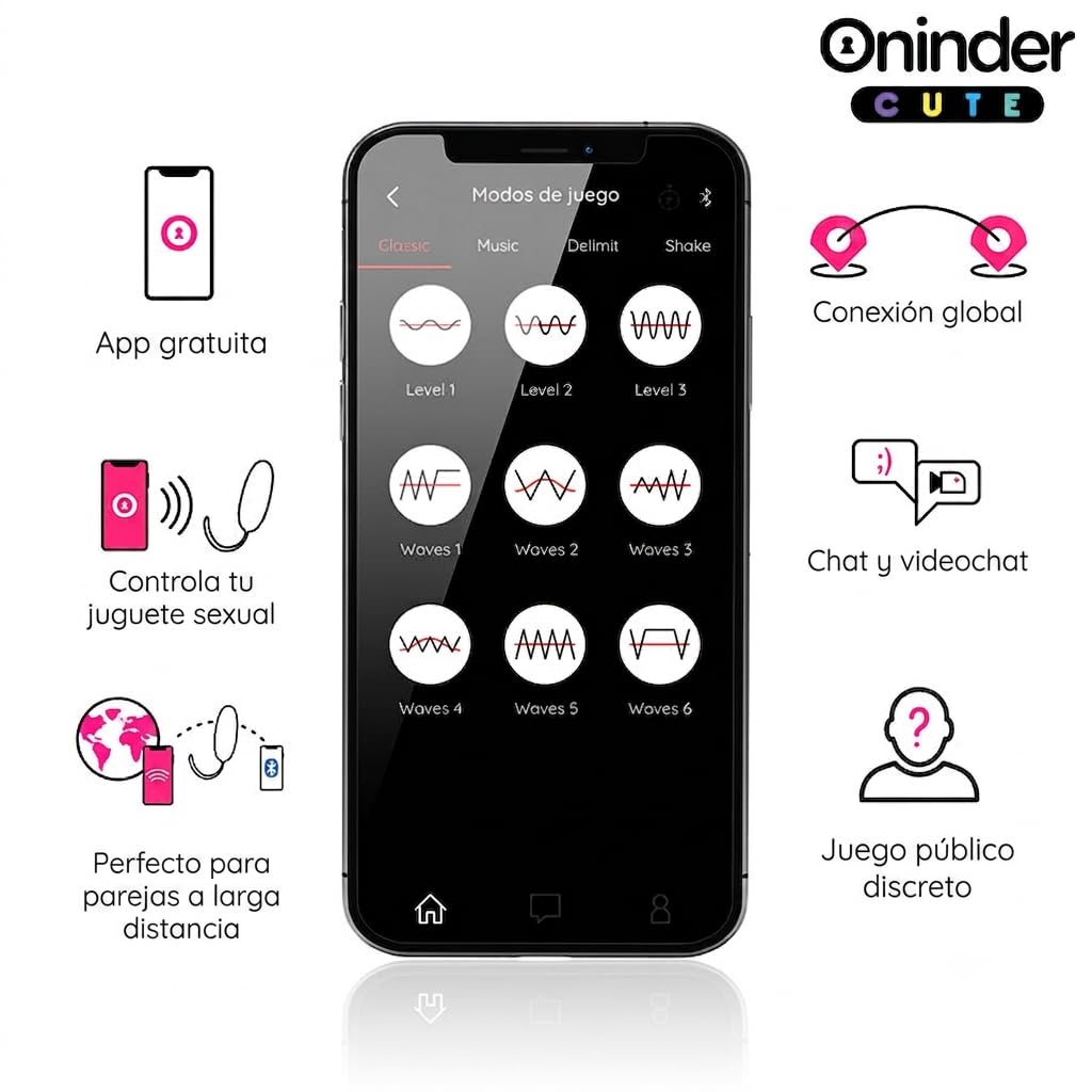 ONINDER CUTE - Huevo Vibradorador Mujer con Mando a Distancia | Control por App, 9 Modos de Vibración, Silicona Médica, Recargable USB, Resistente al Agua