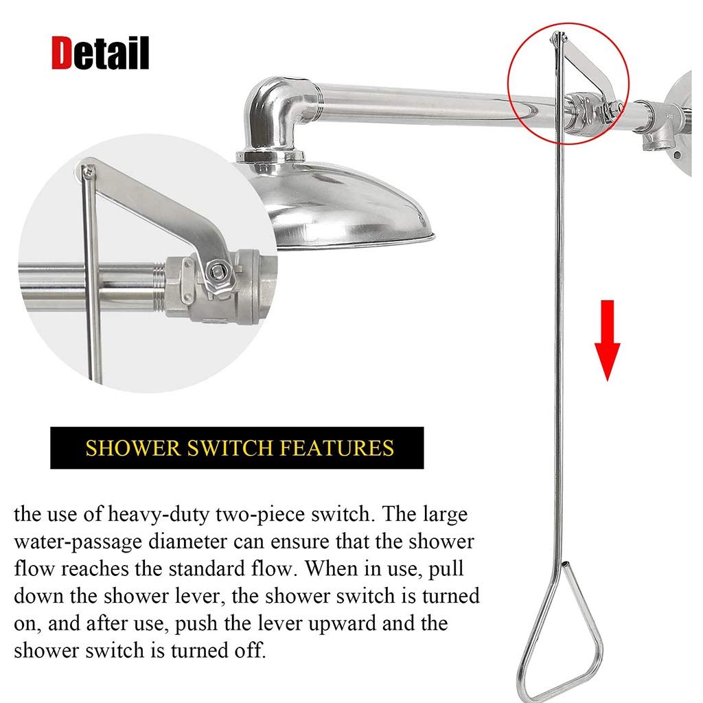 Sistema de ducha de emergencia con rociador, ducha de pared de acero inoxidable,ducha de emergencia con rociador, ducha de pared de acero inoxidable, fácil de usar, equipo de limpieza seguro