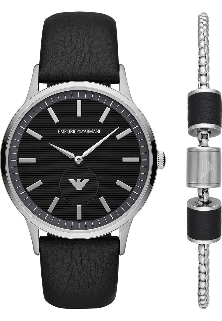 Emporio Armani Men Black Dial Stainless Steel Analog Watch - Ar80039