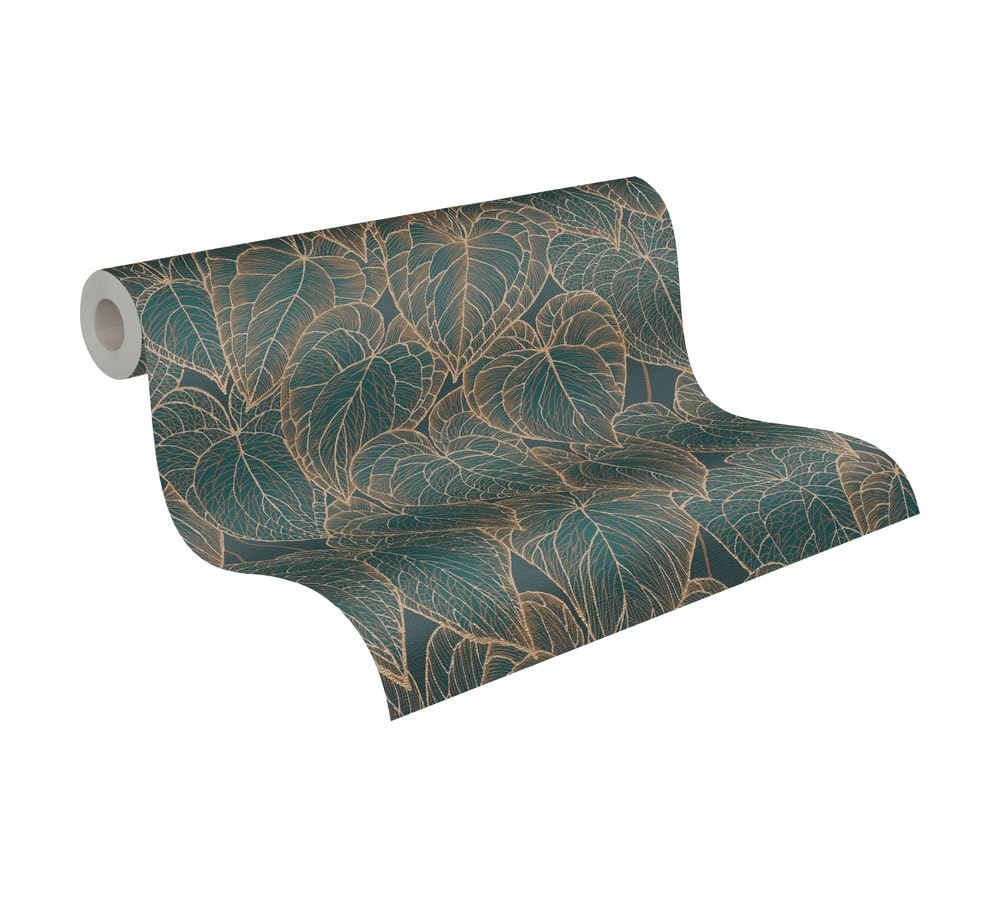 Livingwalls Daniel Hechter Non-Woven Wallpaper with Metallic Design in Brown, Green, Gold, Metallic