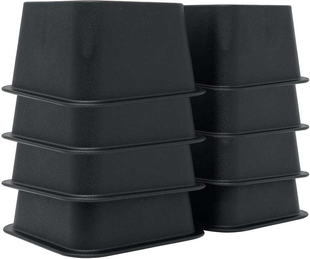 DuraCasa Bed Risers for Additional Under Bed Storage! Reinforced New Heavy-Duty Design to Hold Over 2000 LBS! Furniture, Desk, Sofa, and Chair Lift Black 3 Inch Risers Set of 8 Black