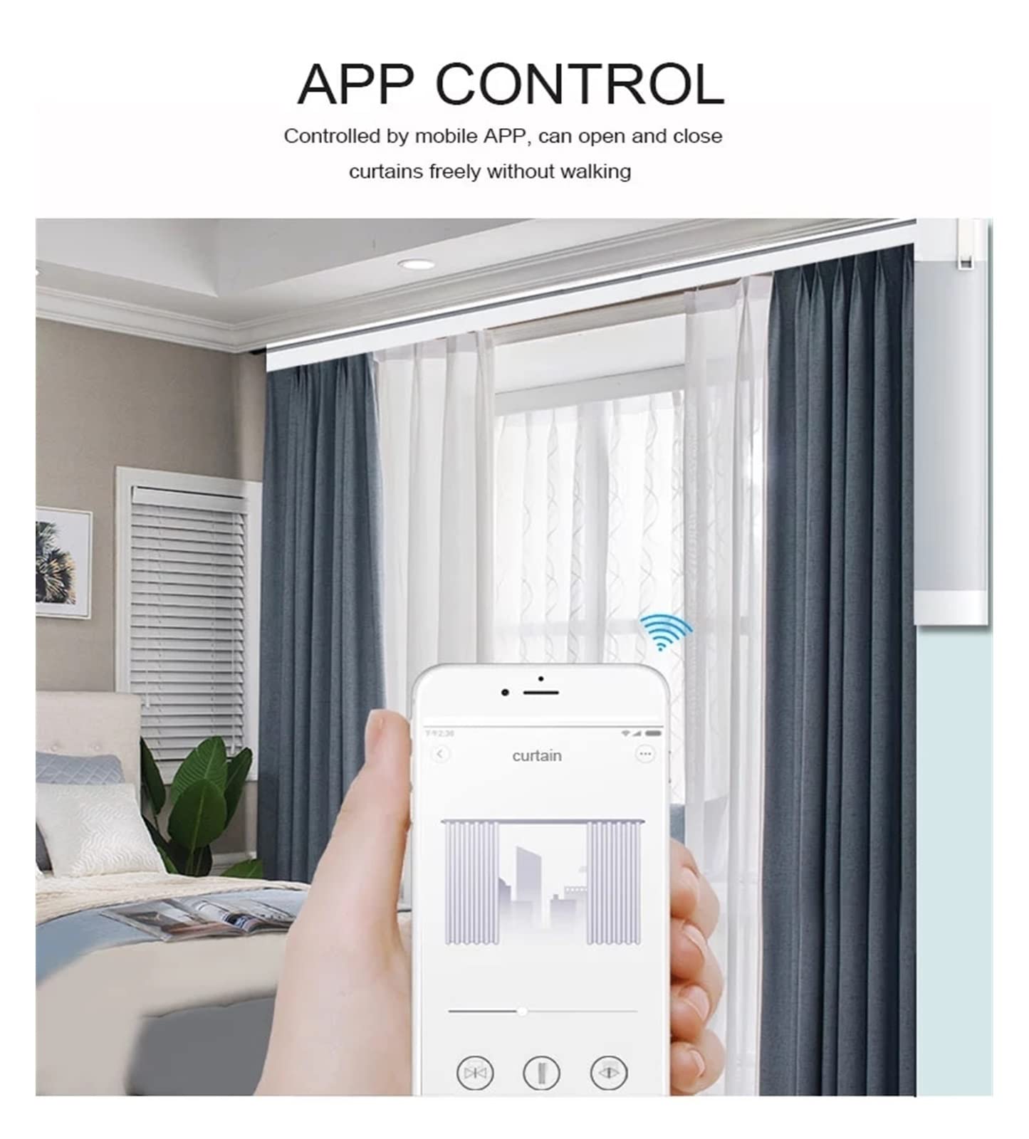Inteligentna zasłona Tuya Smart Life Wifi Inteligentny silnik silnika Electric Bezprzewodowe silniki kontroli głosu bezprzewodowego (Color : WIFI motor and RC)