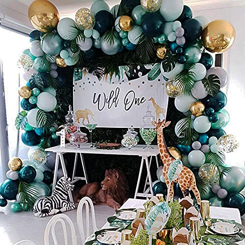 Jungle Safari Theme Baby Shower Decorations Boy - 167pcs Balloon Garland Arch Kit, Tropical Leaves Decoration, Colorful Balloons, Balloon Strip, Green Animal Theme Birthday Party Decorations, Boys/Girls Party