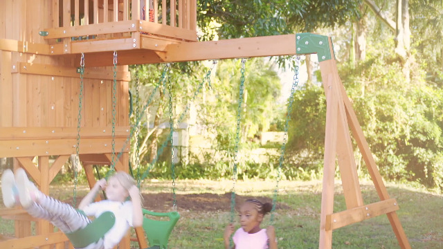 Amazon.com: Backyard Discovery Skyfort II Cedar Wood Swing Set