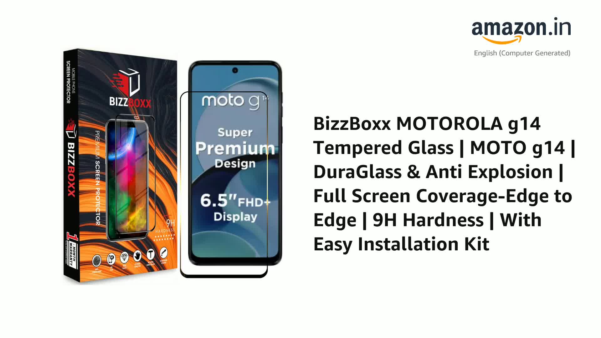 BizzBoxx MOTOROLA g14 Tempered Glass | MOTO g14 | DuraGlass & Anti