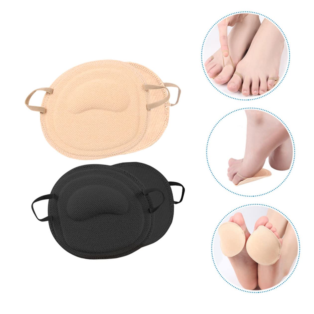 VANZACK 3sets Invisible Socks for Women Half Socks High Heel Toe Support Summer Palm Sweat Absorption 2pairs*3