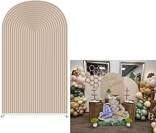 Arch Fabric Backdrop Covers Wedding Ripples Beige Color Arched 6ft Stand...