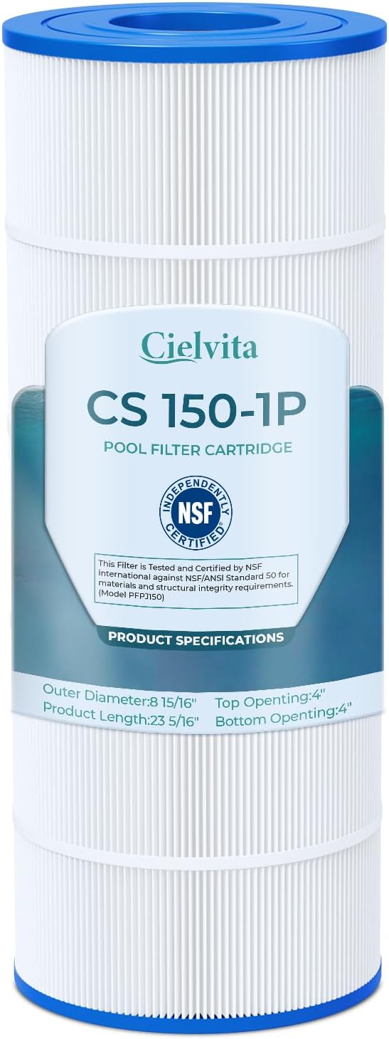 Cielvita CS150 4 oz Media Pool Filter Cartridge Replacement for Jandy CS150, Replaces Pleatco PJANCS150, Unicel C-8414, Filbur FC-1287, Jandy R0462300, NSF/ANSI 50 Certified, 150 sq.ft, 1-Pack