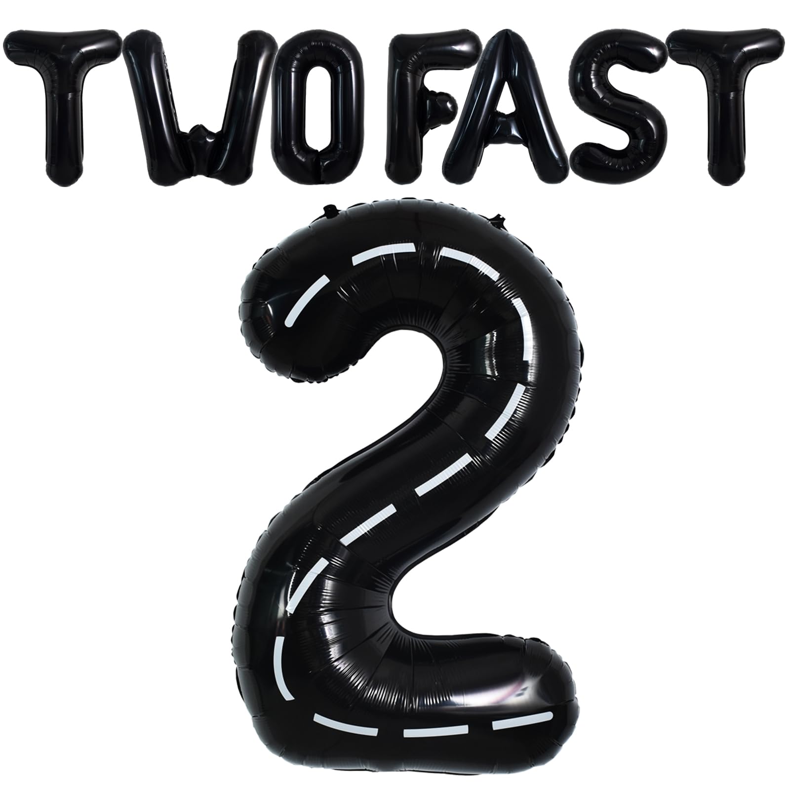 TONIFUL 40 Inch Giant Number 2 Balloon,Two Fast Letter Banner for Boy's Second Birthday Two Year Old Party 2nd Racing Car Theme Birthday Party