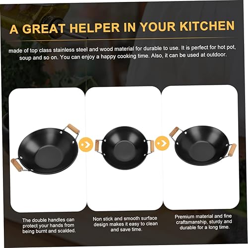 Miniatura 7 de Angoily 2 uds de acero inoxidable plancha de acero inoxidable cacerola de acero inoxidable cacerola todos los días sartén asiática de hierro fundido