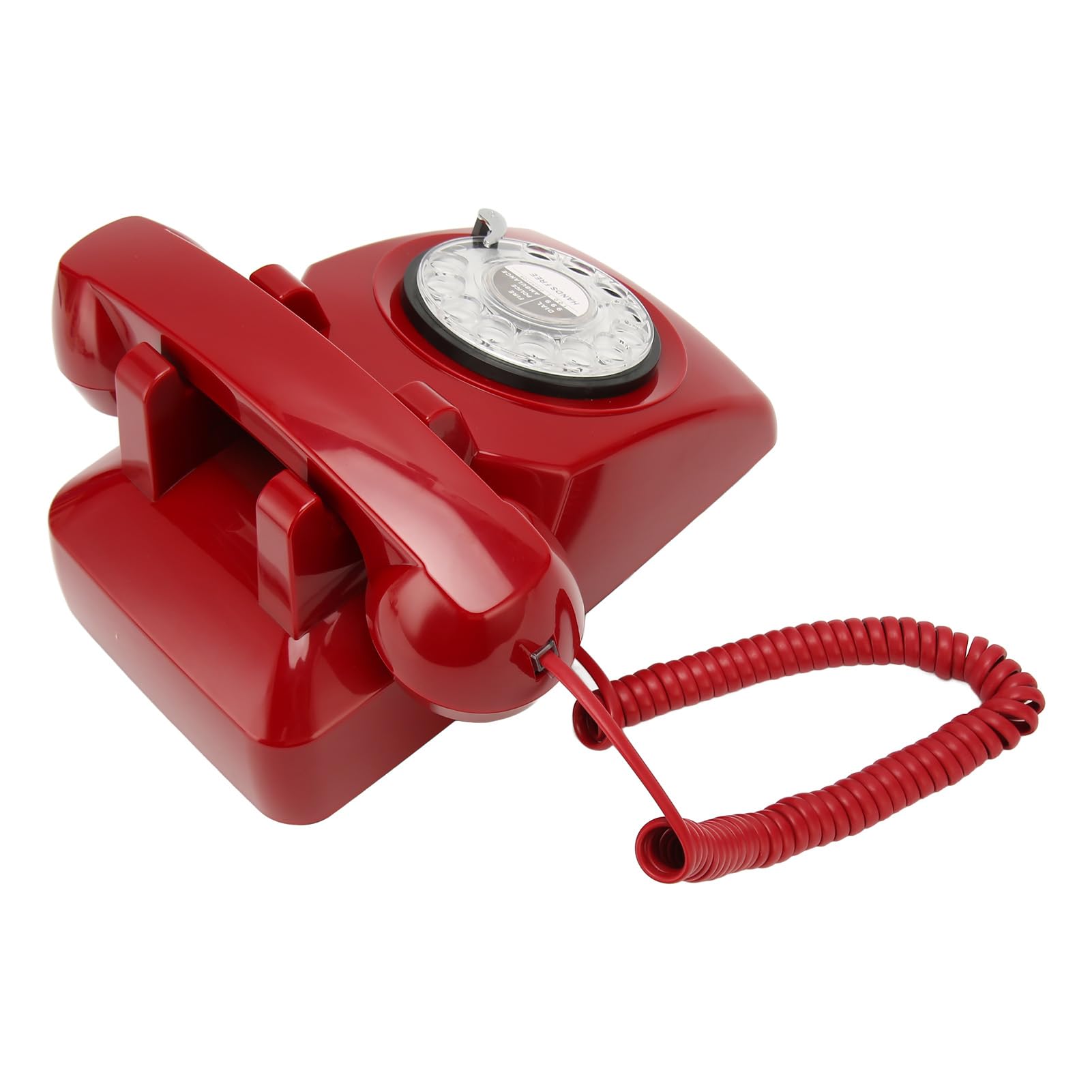 Telefono retrò Rotante con Elegante Design Vintage per Uso Domestico e in Ufficio, Realizzato in Resistente Materiale ABS (Rosso)