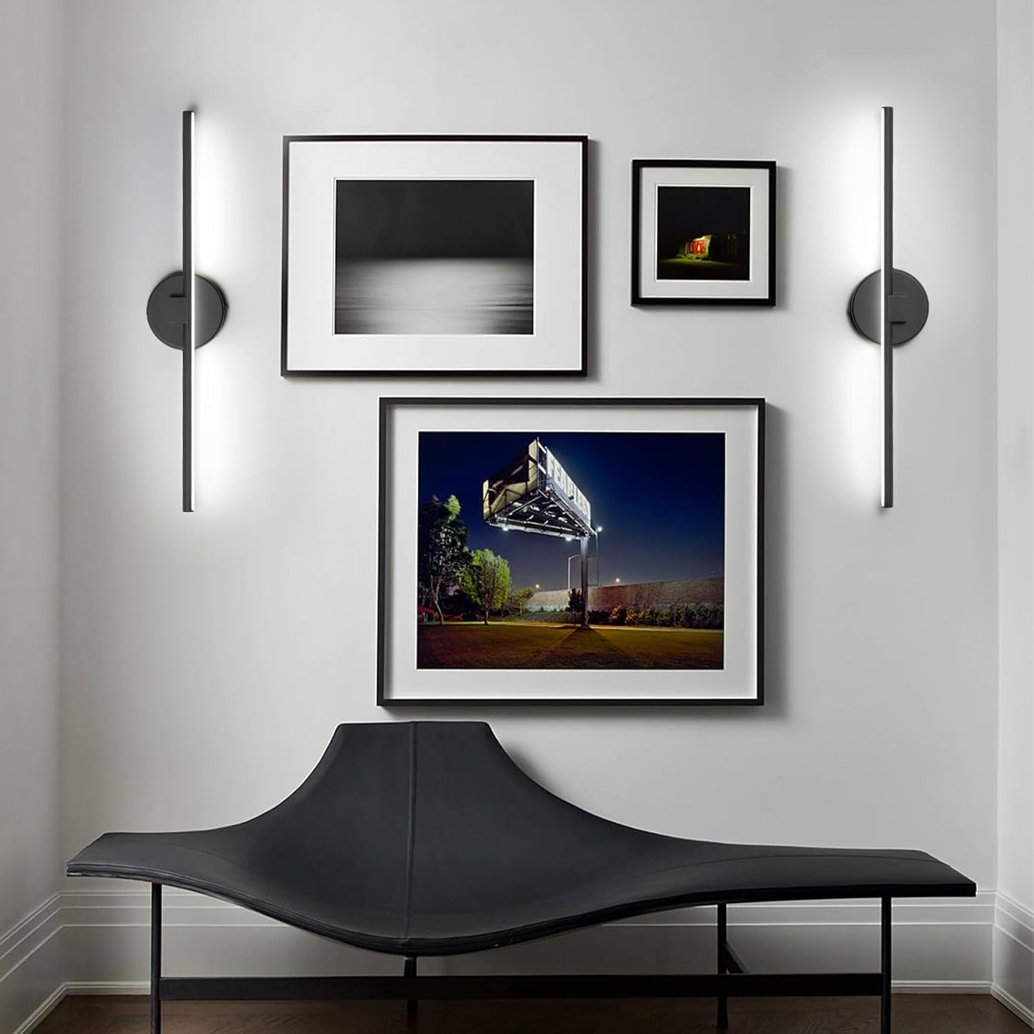 EDISLIVE 3-Colors Bathroom Vanity Light Dimmable Modern LED Wall Light Fixtures, 23.6 in 3000K-6000K for Bedroom Makeup Mirror Living Room Kitchen, Black