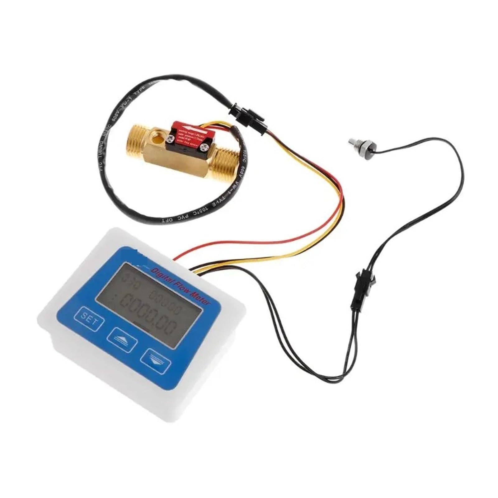 Medidor de flujo de agua con pantalla LCD digital, registro de temperatura y tiempo, sensor de flujo G1/2" con retroiluminación