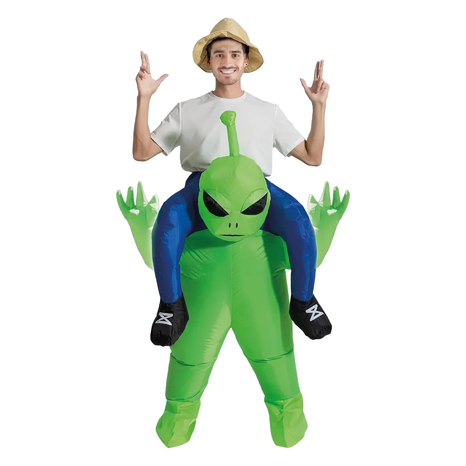 AirSuit® Costume da Alieno Gonfiabile per Adulto | Travestimento Extraterrestre E.T. | Taglia adulto 160 a 190cm | 100% Poliestere| Facile e Piacevole da indossare| Sistema di Gonfiaggio| OriginalCup®