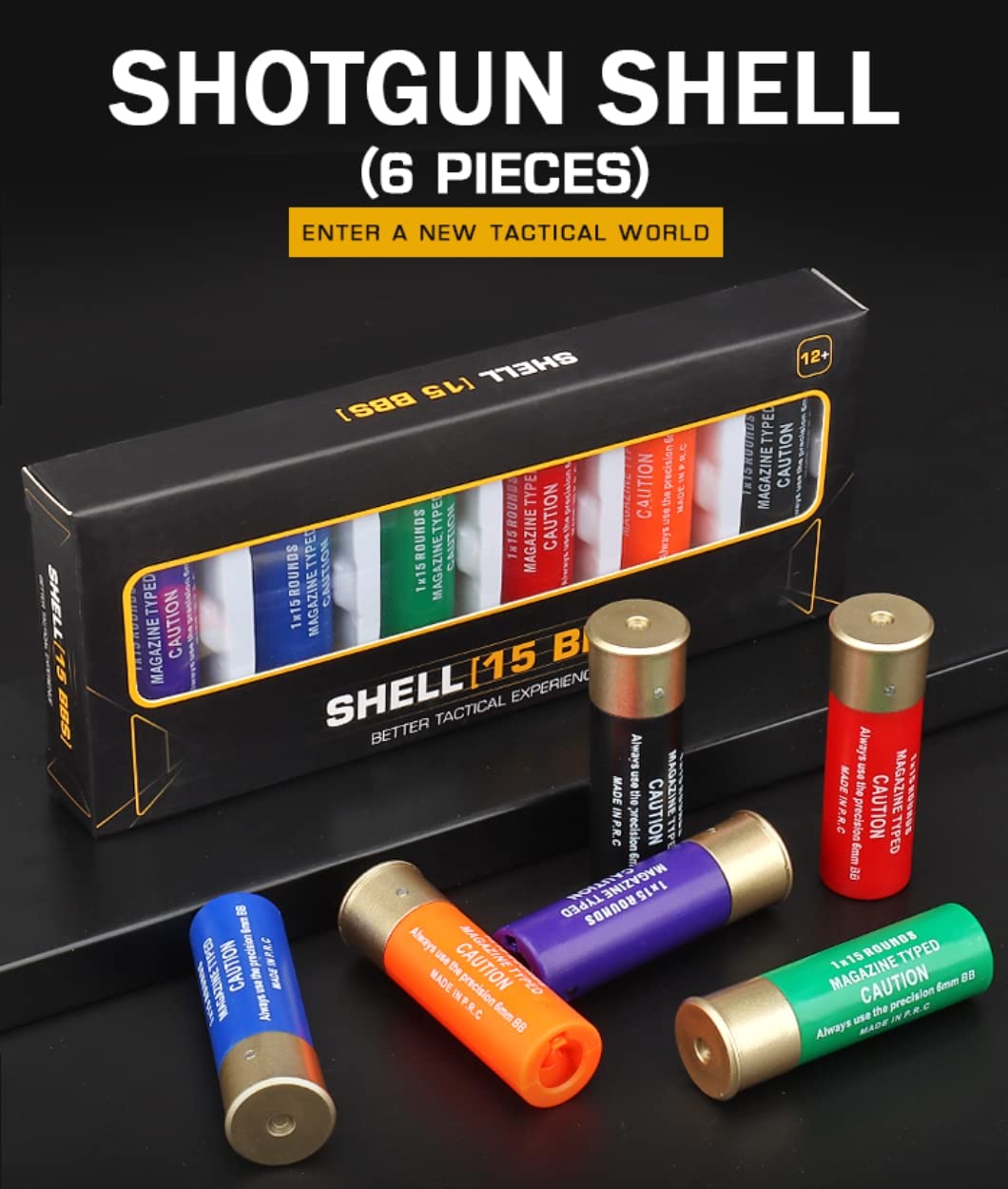 Zhongren Airsoft Shotgun Granate 15 Cartuccia Shotgun 6MM BB Plastica Shotgun Replacement Shell Magazine 6 Pack Compatibile con Cyma Double Eagle Tokyo Marui M870 Shotgun
