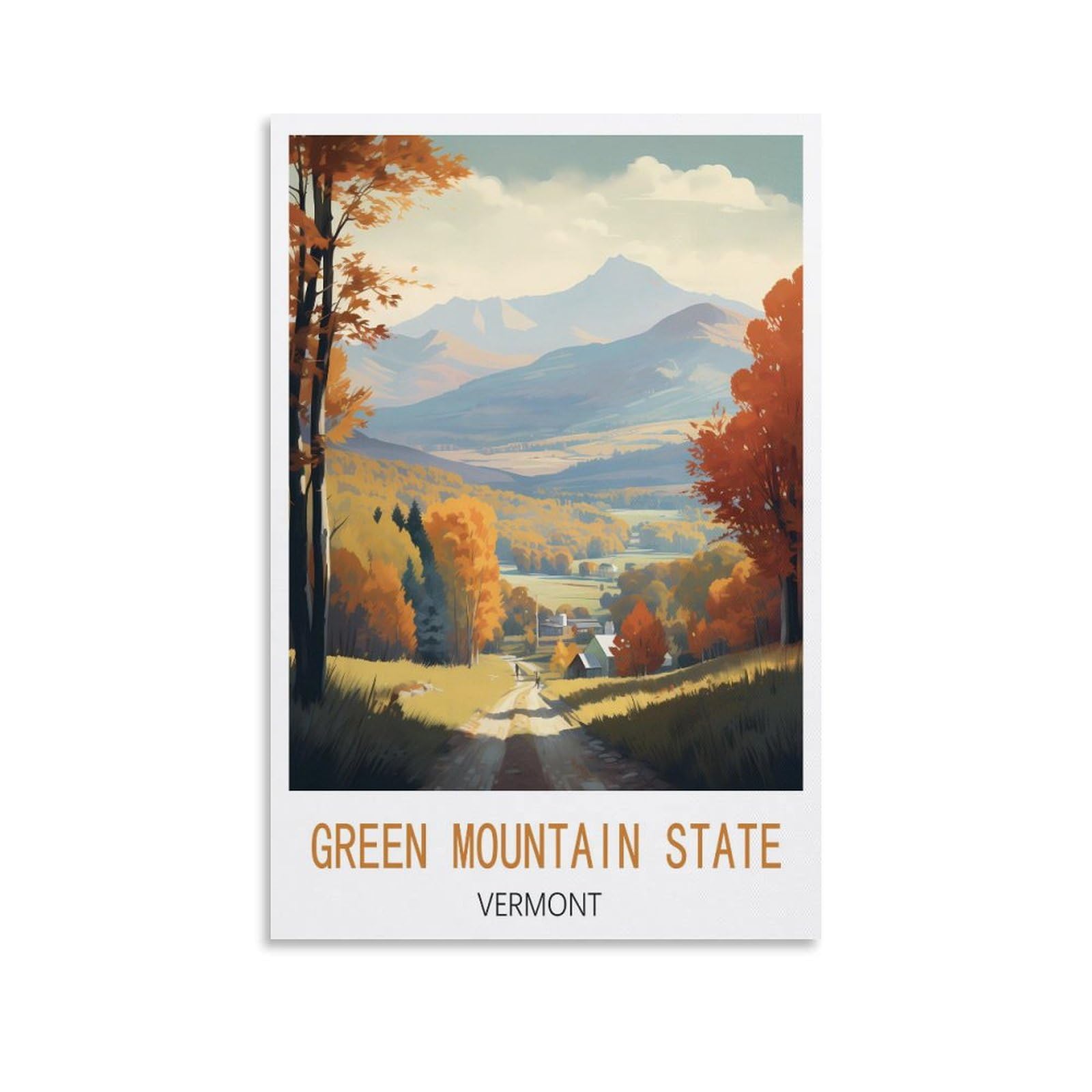 EZMLFA 5D Diamond Painting Kits,Green Mountain State Vermont Diamond Art Kits Adults, Create Your Own Diamond Painting Full Drill Gifts for Home Decor 50x60cm
