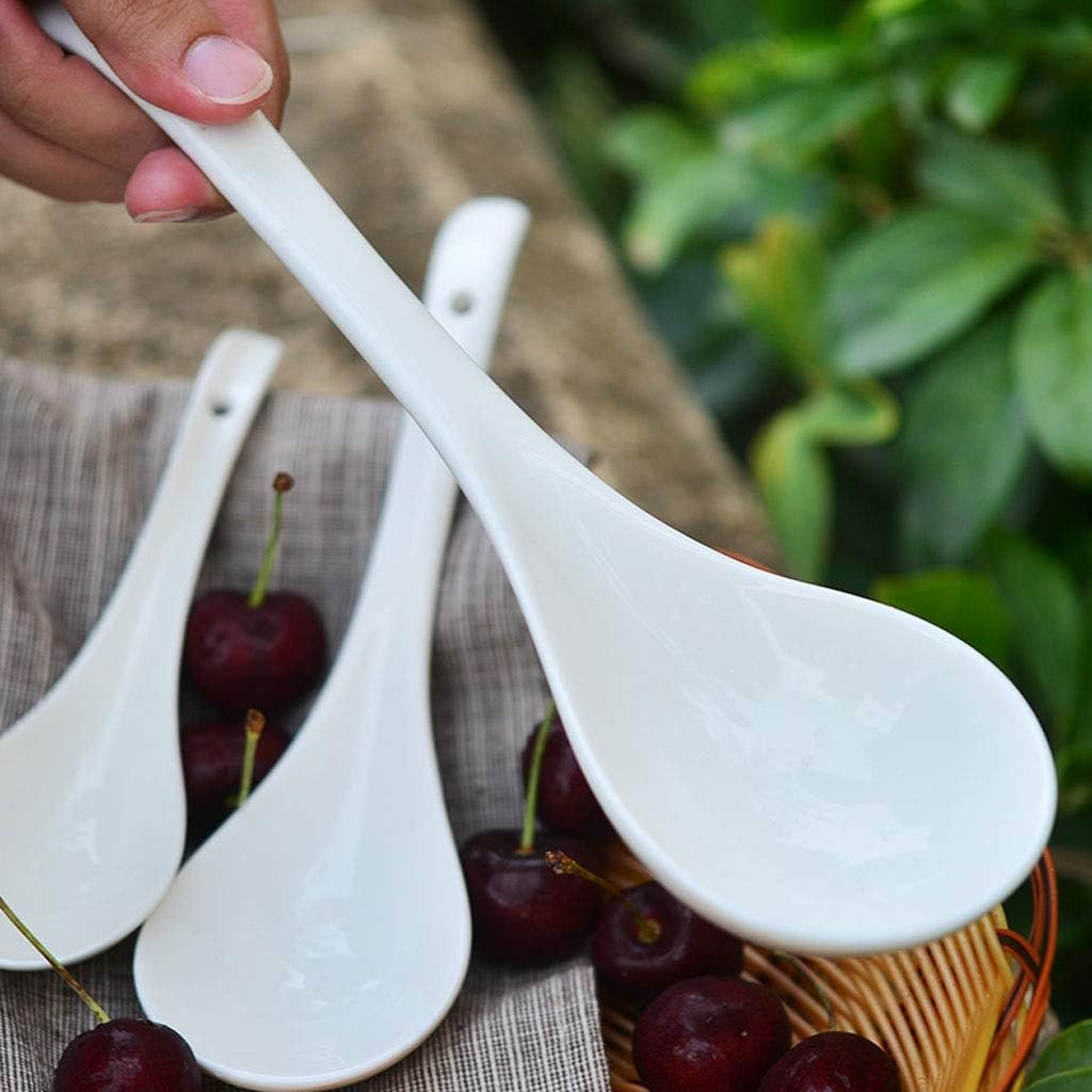Cuillères à dîner Cuillère à Long Manche en céramique pour la Maison - Grandes cuillères à Soupe, Lot de 4 - Petites,4 Pack-Small