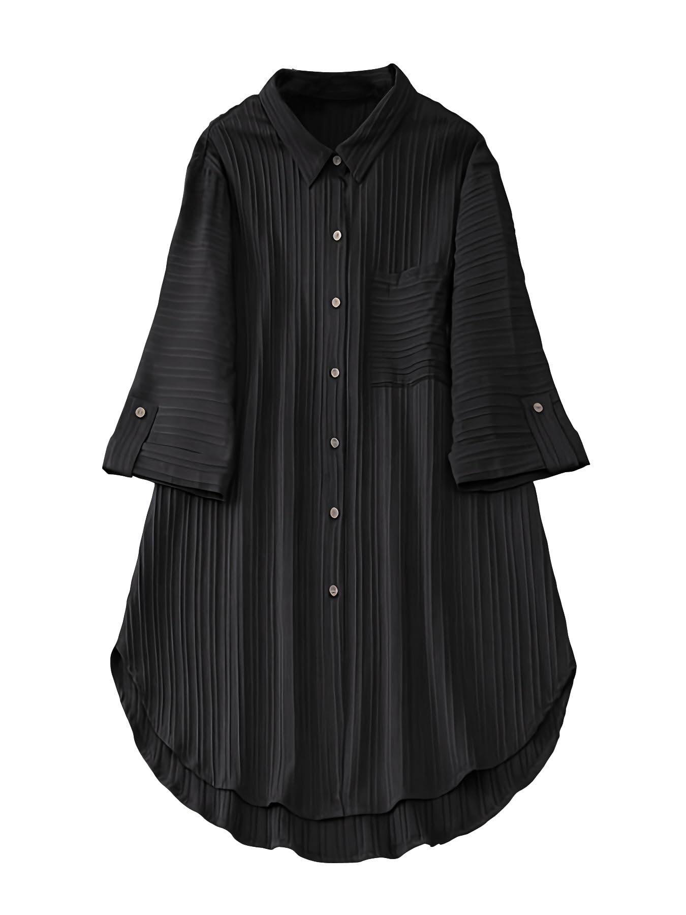 Shasmi Women's Black Solid Color Woven Long Sleeve Shirt Dress With Button Cuff, Business Casual (Dress 160 Black-2Xl)