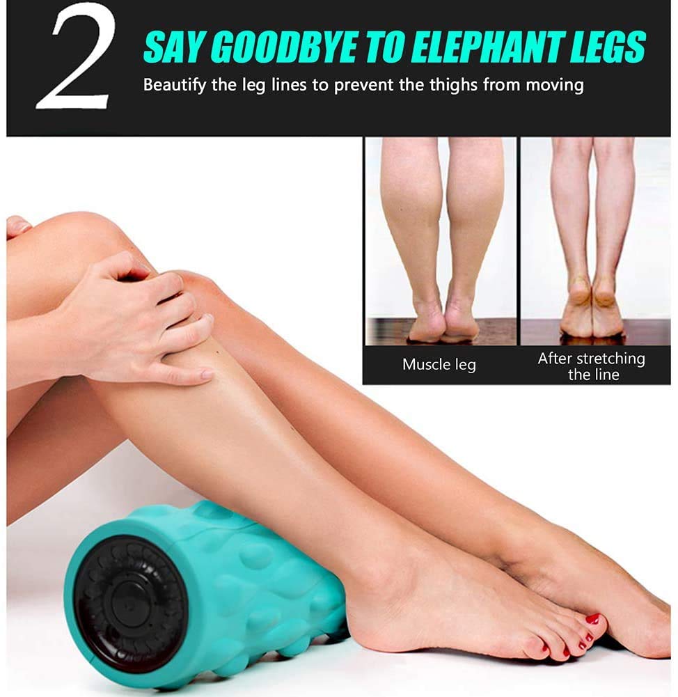GZD Elektrische Yoga Säule, vibrierende Massage Ball, Fitness Yoga Foam Roller Deep Tissue Triggerpunkt-Therapie, Schmerz Mitteilung,Grün