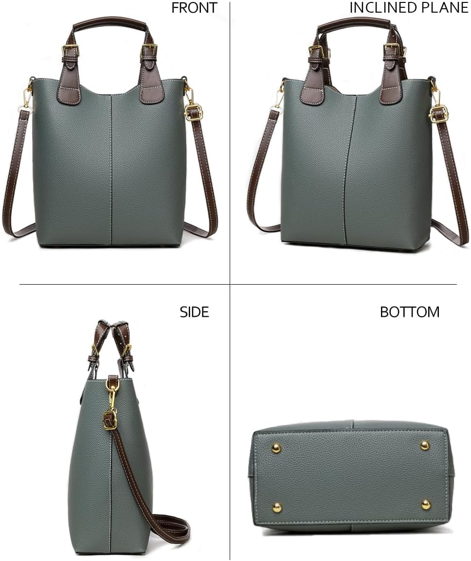 Fashion Pu Leather Bucket Bag For Women Classic Shoulder Handbag With Adjustable Strap Casual Crossbody Tote Purse