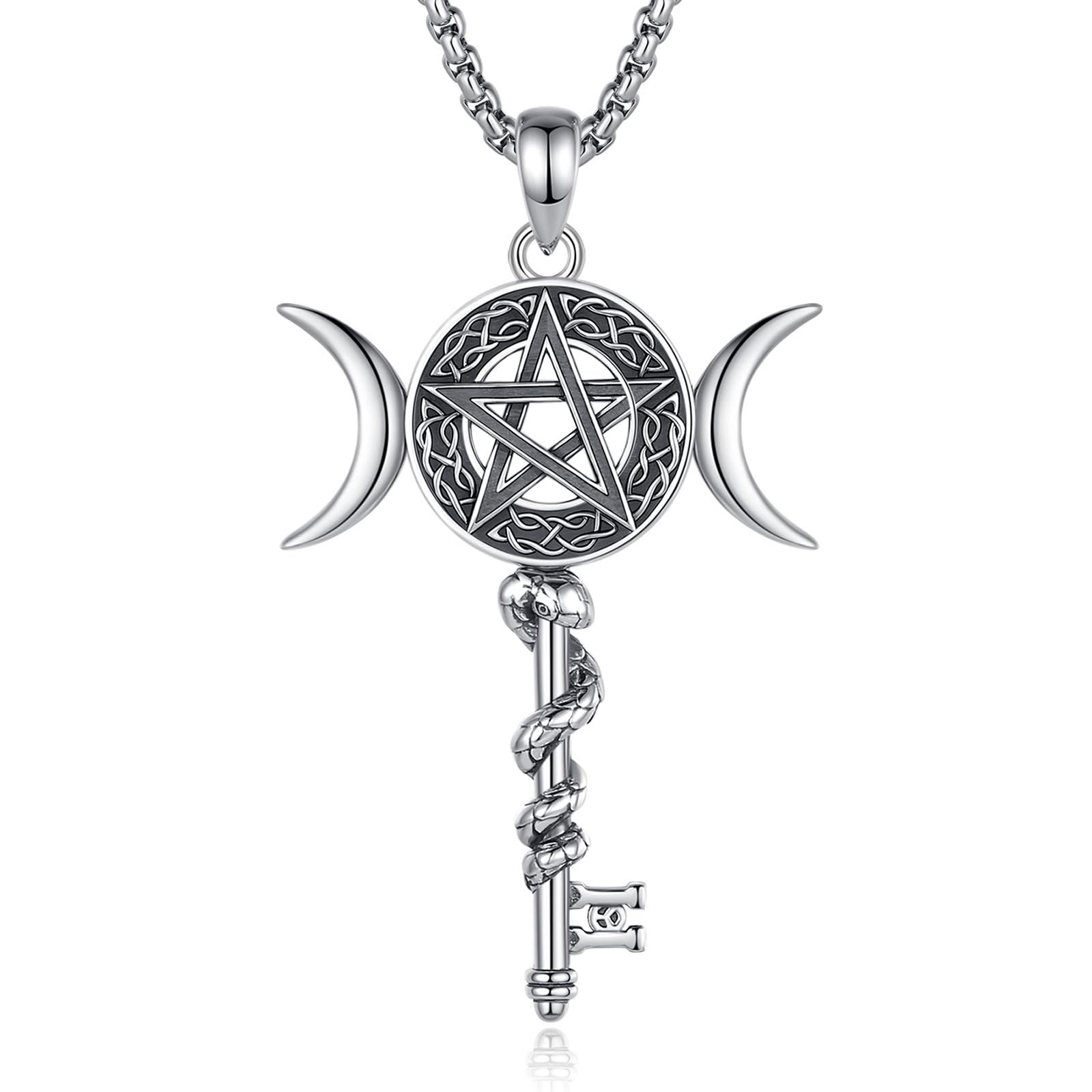 CELESTA Amuleto Sello de Lilith Colgante Serpiente Luna Diosa Collar Plata de ley 925 Joyeria Wicca Brujeria Esoterismo Regalo para Mujeres Espiritual