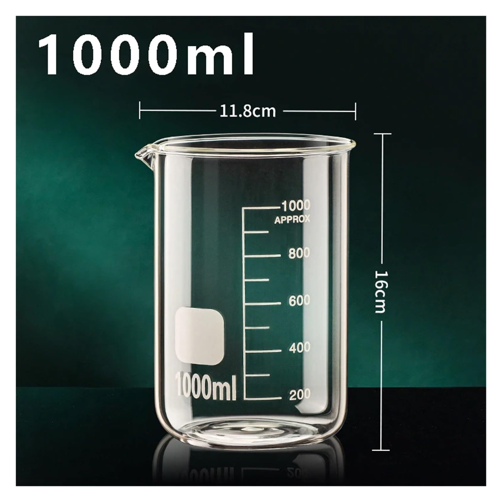 Glasmessbecher Messbecher 50/100/150/250/500/1000 ml, aus hochwertigem Borosilikatglas, hitzebeständig, transparent, mit Skala(1000ml)