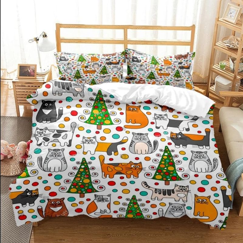 Parure de lit 240 x 260 cm en microfibre avec housse de couette et 2 taies d'oreiller