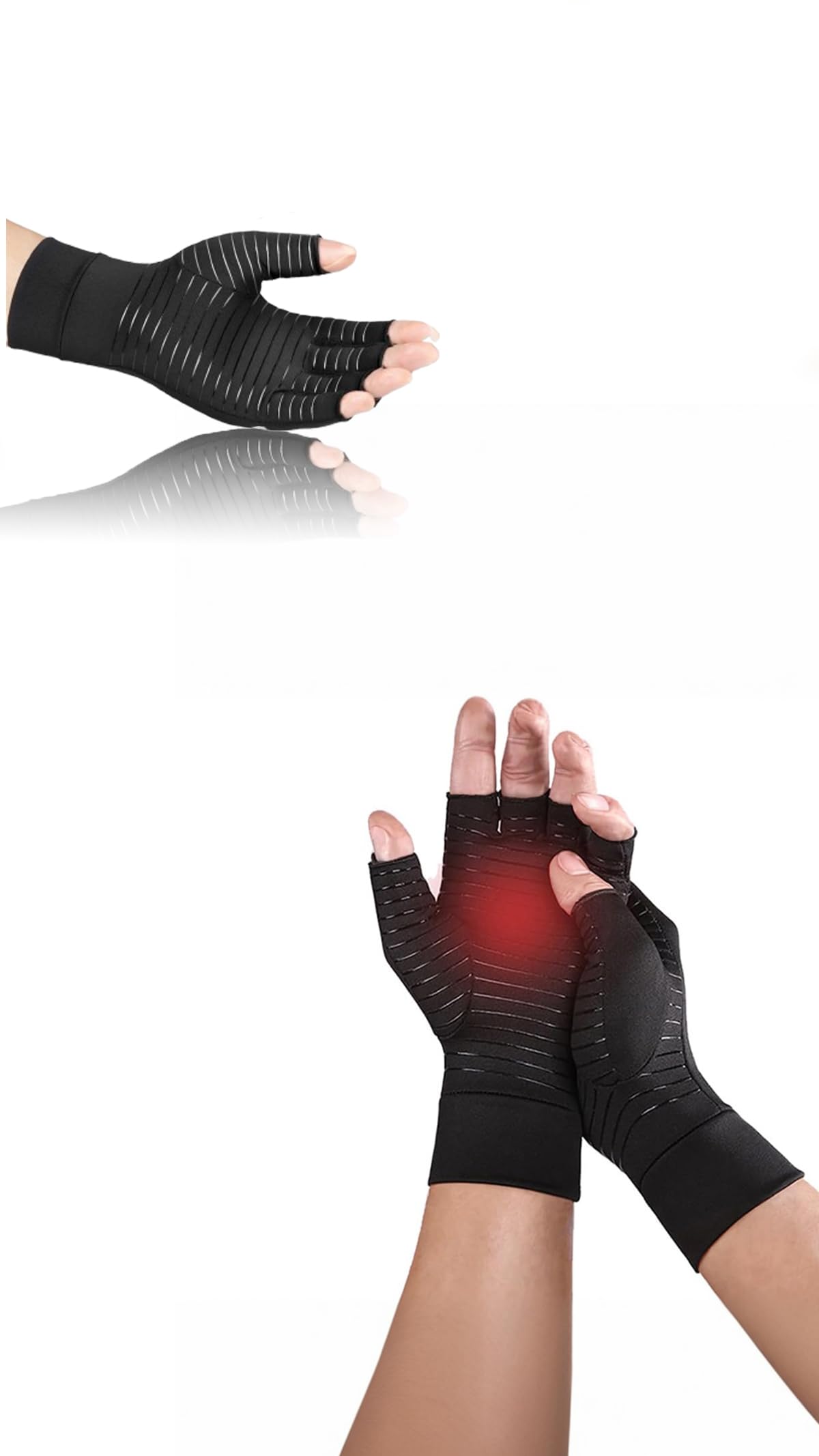 Sweet seven Copper Compression Arthritis Gloves - Relieve Hand Pain, Swelling, Carpal Tunnel. Fingerless Design for Typing. Joint Support for Men and Women. Size: Medium.