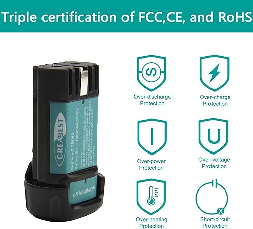 Miniatura 6 de CREABEST Batería de repuesto de 8 V MAX, batería de 1500 mAh de 8 voltios compatible con DEWALT MAX DCB080 DW4390 DCF680N1 DCF680N2 DCF680G2 Dewalt