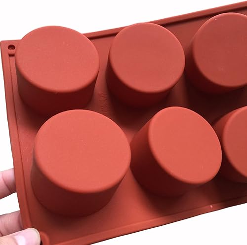 Miniatura 6 de ECHODONE Molde de jabón cilíndrico redondo de 8 cavidades, molde de silicona para magdalenas, molde cilíndrico hecho a mano para pasteles, pan,