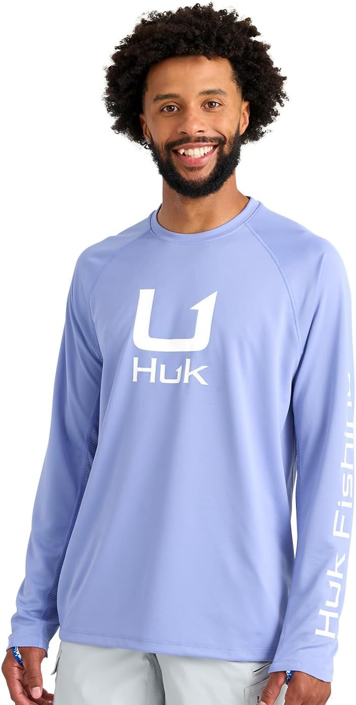 HUK Mens Icon Crew Shirt, Long-Sleeve Performance Fishing Shirt