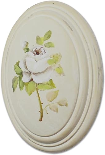 Miniatura 7 de CVHOMEDECO. Marco de madera ovalado pintado a mano retro primitivo para colgar en la pared, pintura 3D, diseño de flores de rosa, 6-34 x 8-34