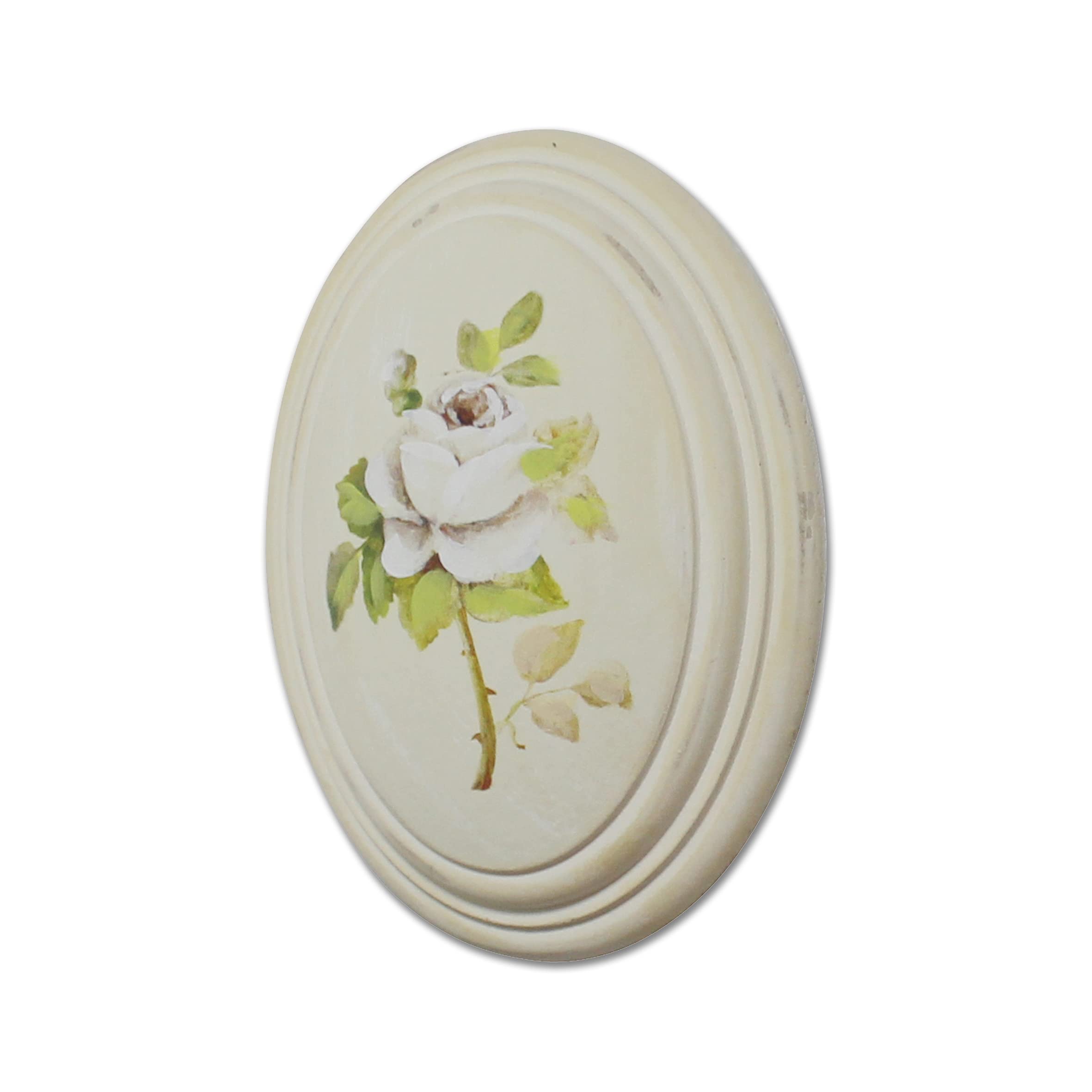 CVHOMEDECO. Primitive Retro - Marco de Madera Ovalado para Fotos, Decoracion Pintada a Mano para Colgar en la Pared, 3D, Diseño de Rosas, Juego de 3