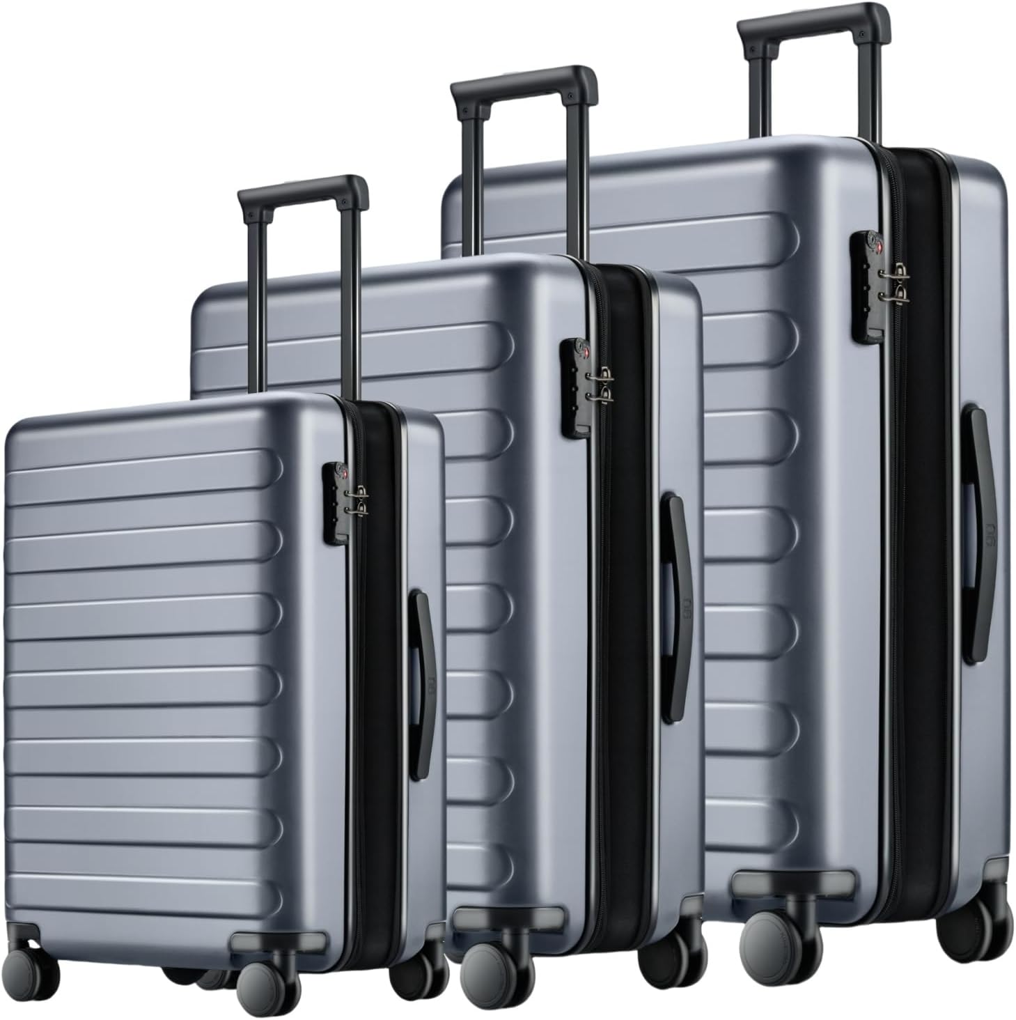 Luggage Sets 3 Piece, Carry On Luggage Airline Approved, Medium Large Checked Luggage with Spinner Wheels, Expandable, Hard Shell PC Suitcase Sets, TSA, 20in/24in/28in (Grey, Rhine Max)